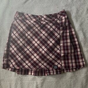 Justice Burgundy Plaid Mini Skirt